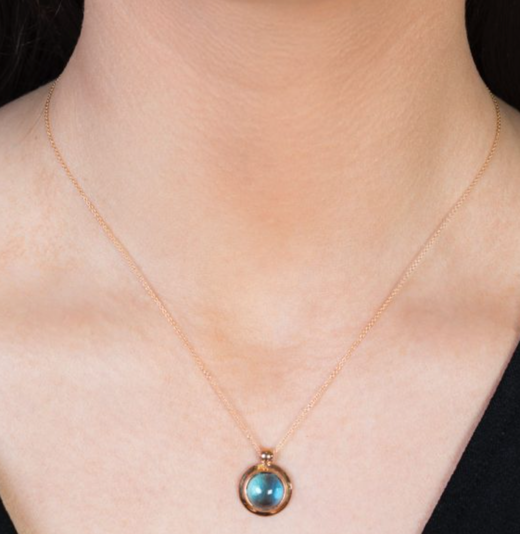 Blue Topaz Bubble Pendant Necklace