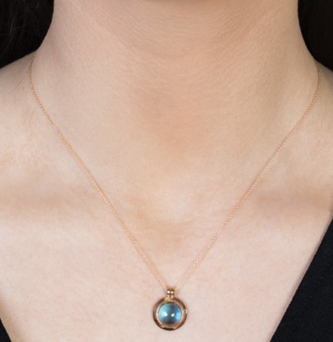 Blue Topaz Bubble Pendant Necklace