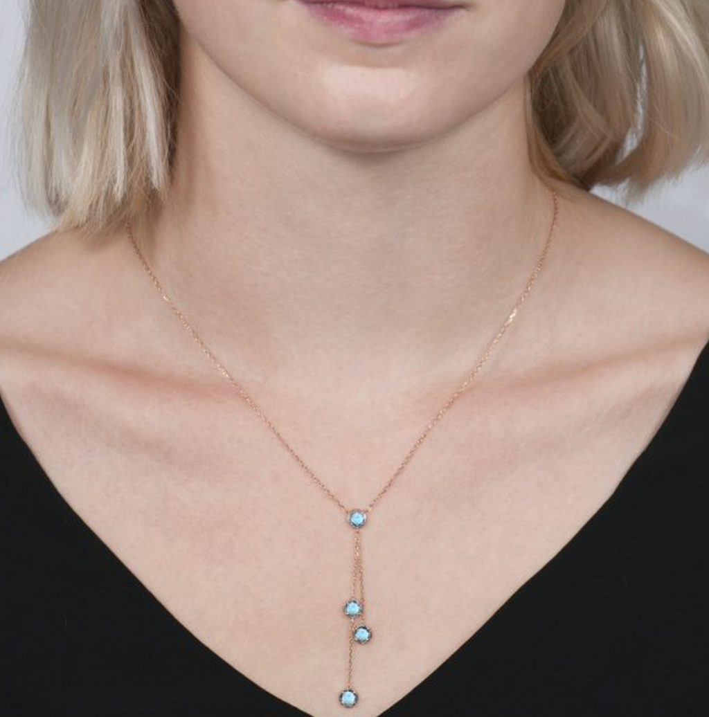 Blue Topaz Drop Pendant Necklace