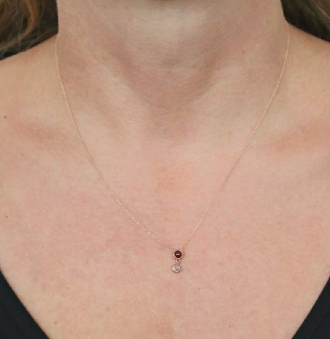 Garnet and Moonstone Pendant Necklace