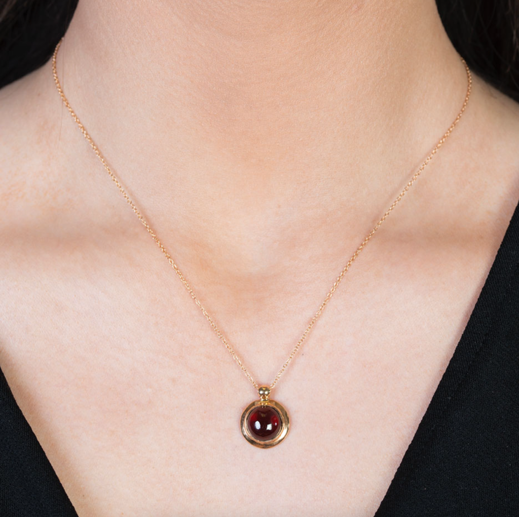 Garnet Bubble Pendant Necklace